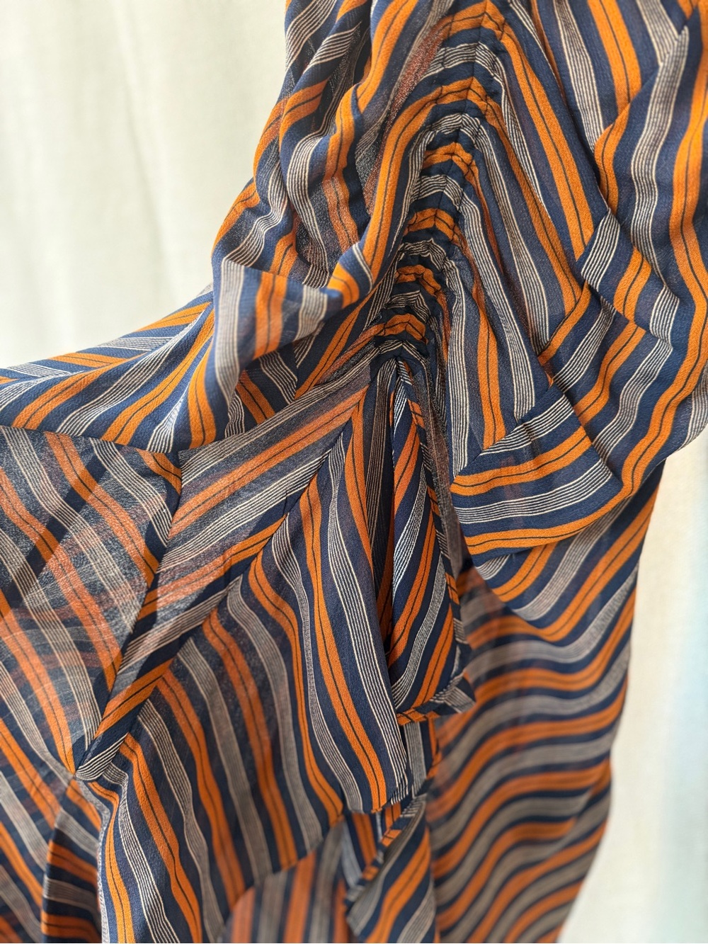 Striped V-Neck Spaghetti Strap Maxi Dress in Orange and Blue